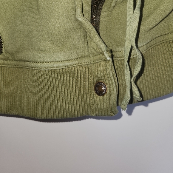 We The Free Army/Olive Green Carmen Moto Jacket With Hood Size S Sweatshirt Feel - Picture 4 of 16